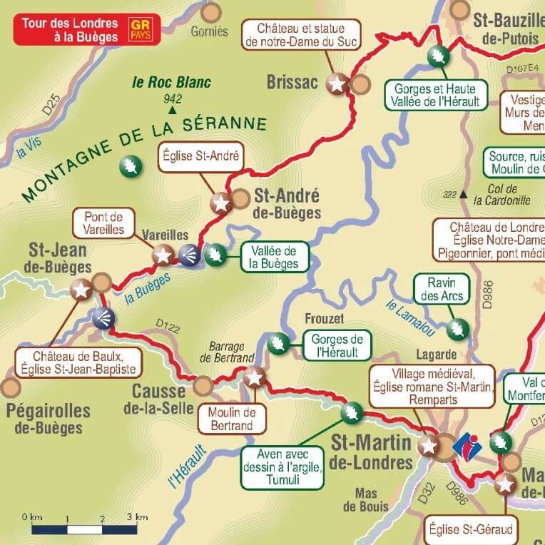 Carte du Tour des Londres à la Buège