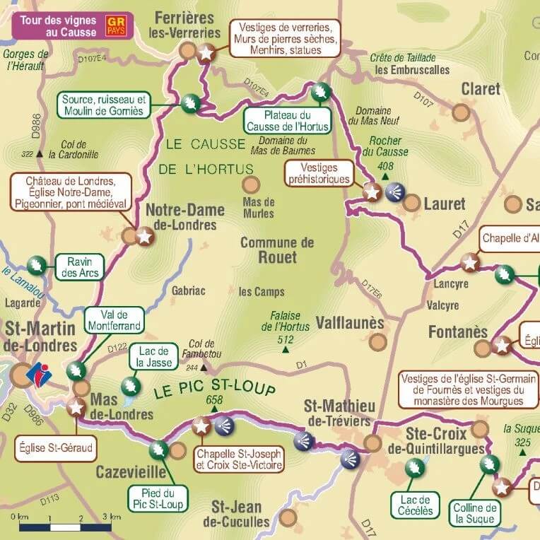 Carte du Tour des Vignes au Causse