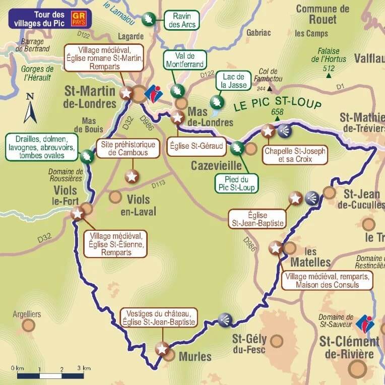 Carte montrant le Tour des Villages