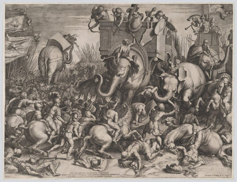 Peinture de la bataille entre Scipio et Hannibal